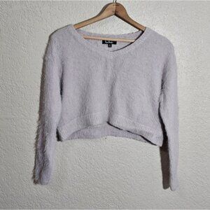 Pale Purple-Gray Fuzzy Cropped Sweater